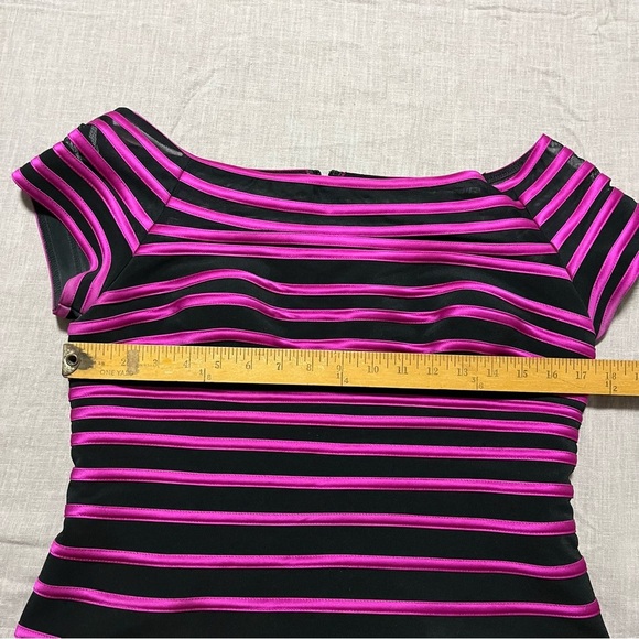 JS Collections sheer purple and black striped corset top size 12 boat neck party - Picture 5 of 6